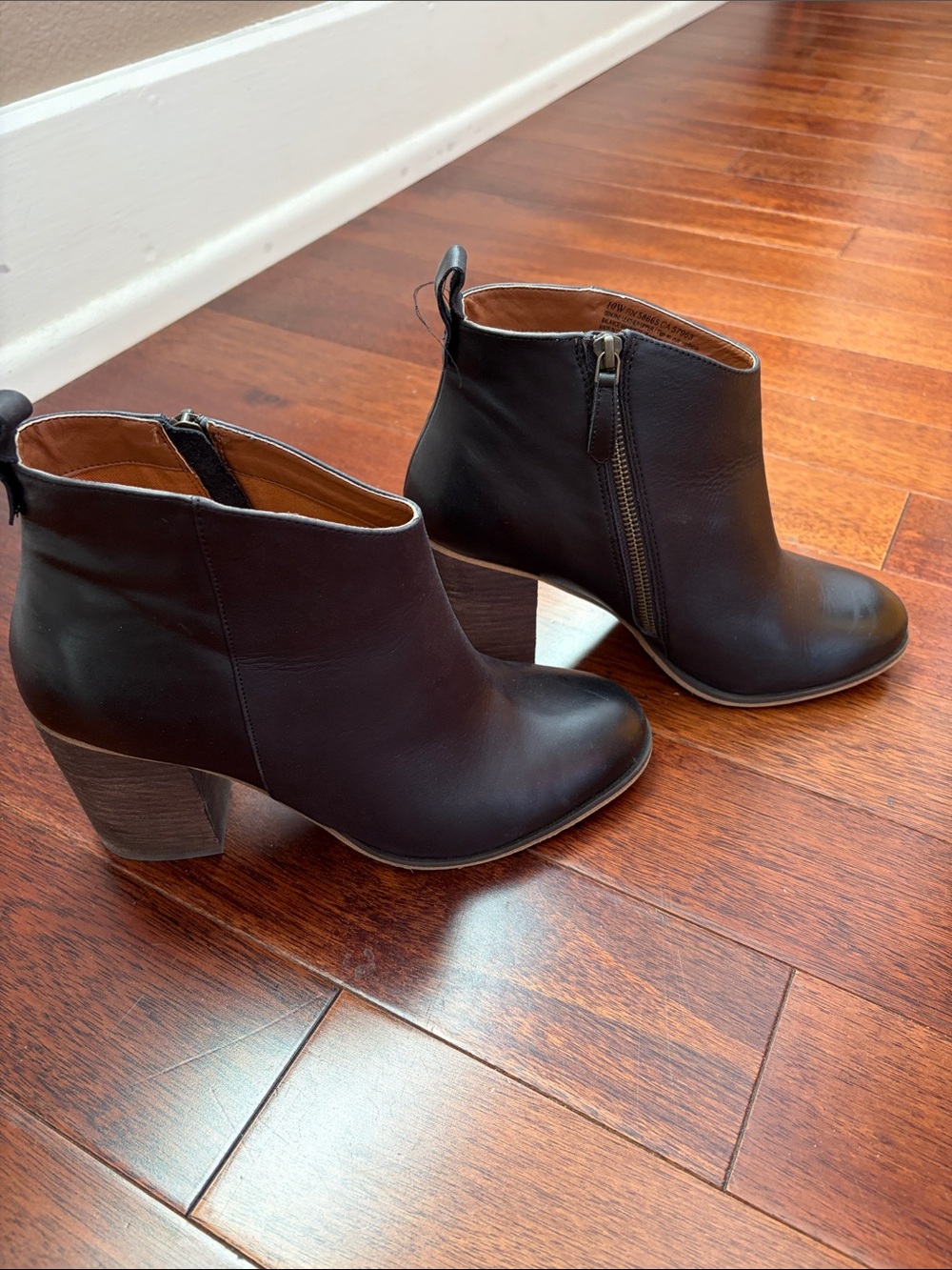 Nordstrom BP Black Leather Block Heel Ankle Boots